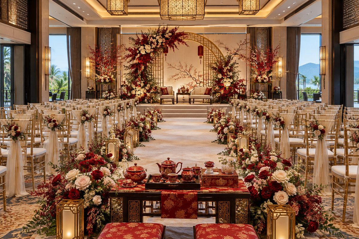 chinese luxe wedding decoration inspiration in Langkawi