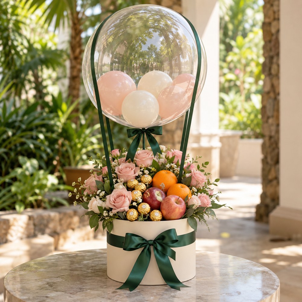 Balloon gift with flowers